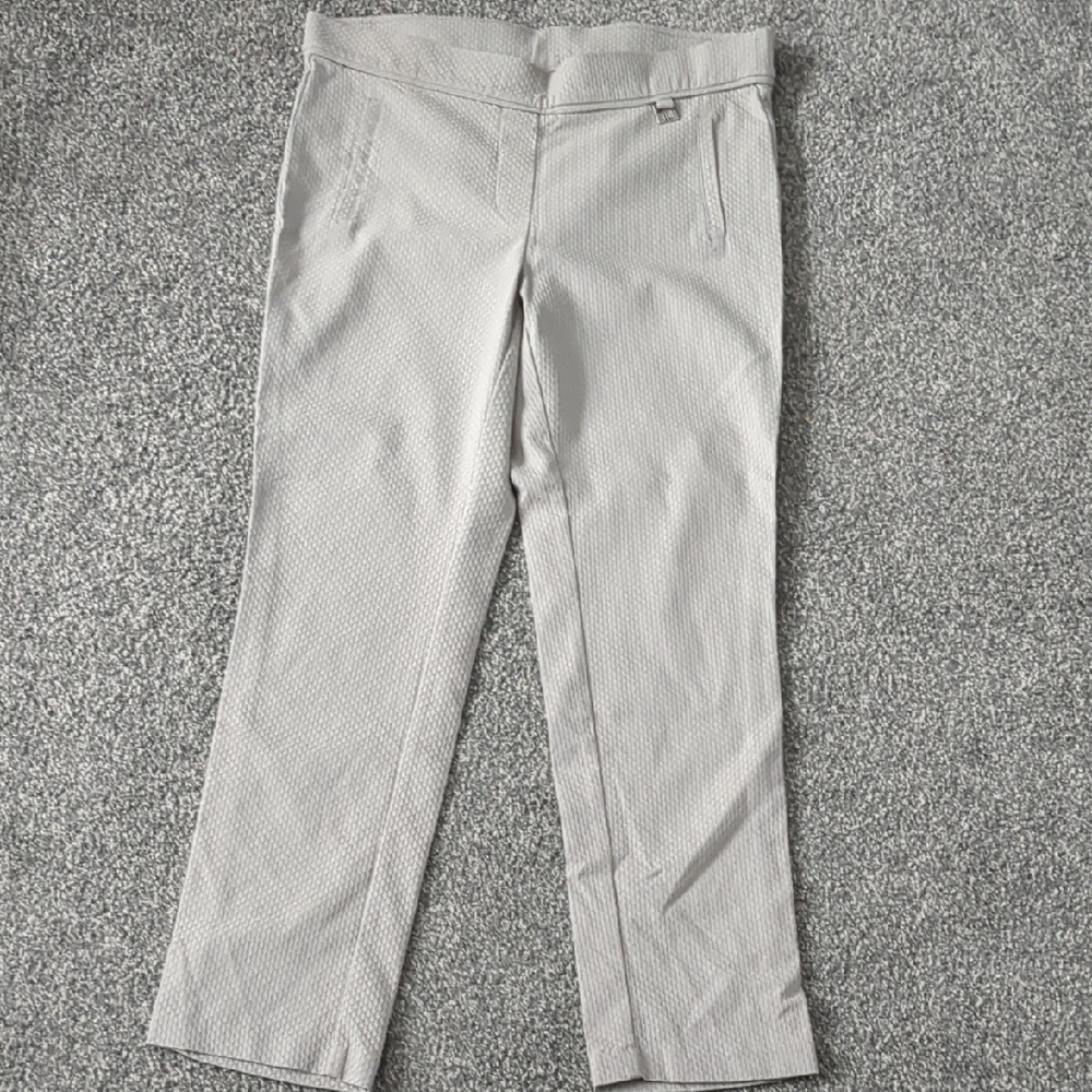 Rafaella Light Gray Dress Pants with Flat-Front Design and Straight Leg Cut